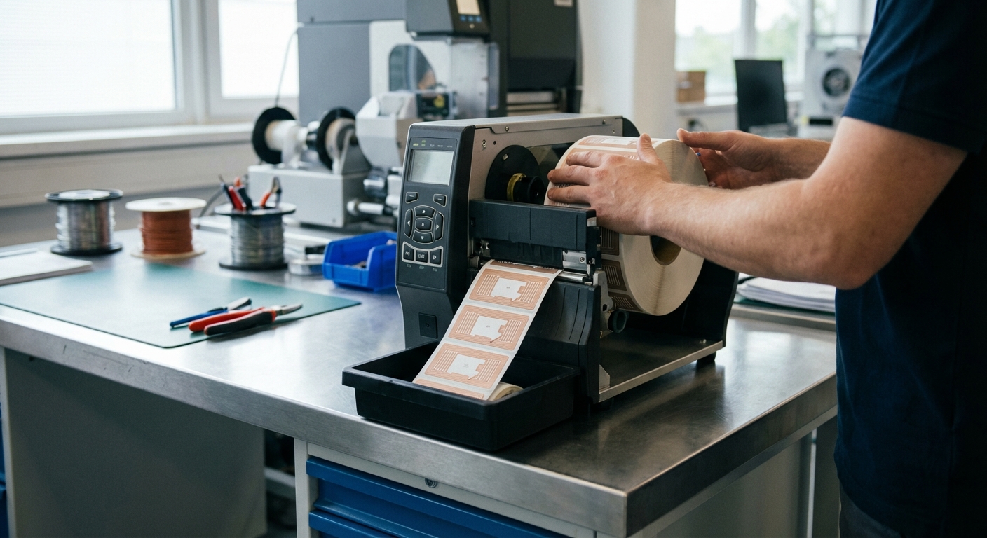 RFID etiketiprinter töös